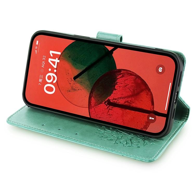 Funda de piel con relieve de árbol y ciervo para Redmi A5 4G (171,7 mm, verde)