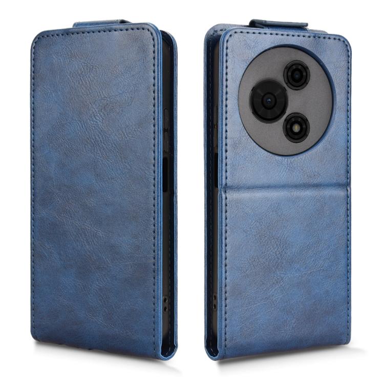Funda magnética vertical de cuero con hebilla para TCL 605 (azul)