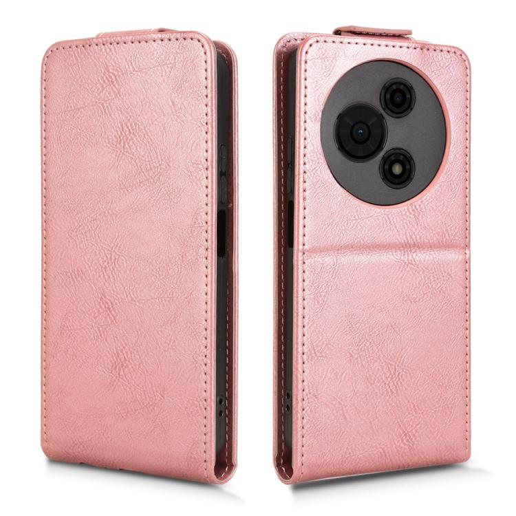 Funda magnética de cuero con tapa vertical y hebilla para TCL 605 (oro rosa)
