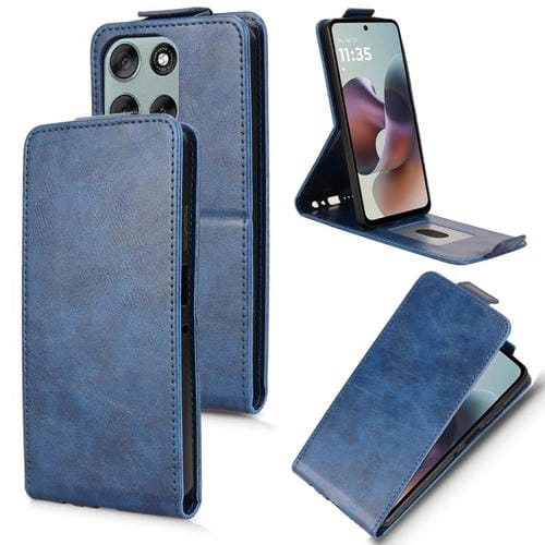 Funda magnética de cuero con tapa vertical y hebilla para Motorola Moto G56 5G (azul)