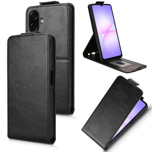 Funda magnética de cuero con tapa vertical y hebilla para Samsung Galaxy A07 4G (negra)