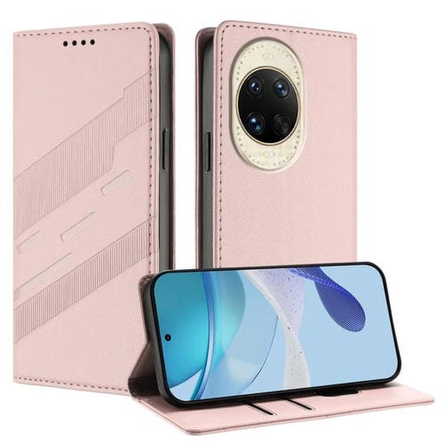 Funda de cuero retro con relieve para Huawei Nova 14 (rosa)