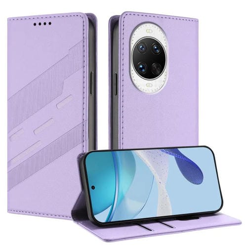 Funda de cuero retro con relieve para Huawei Nova 14 Ultra (morado claro)