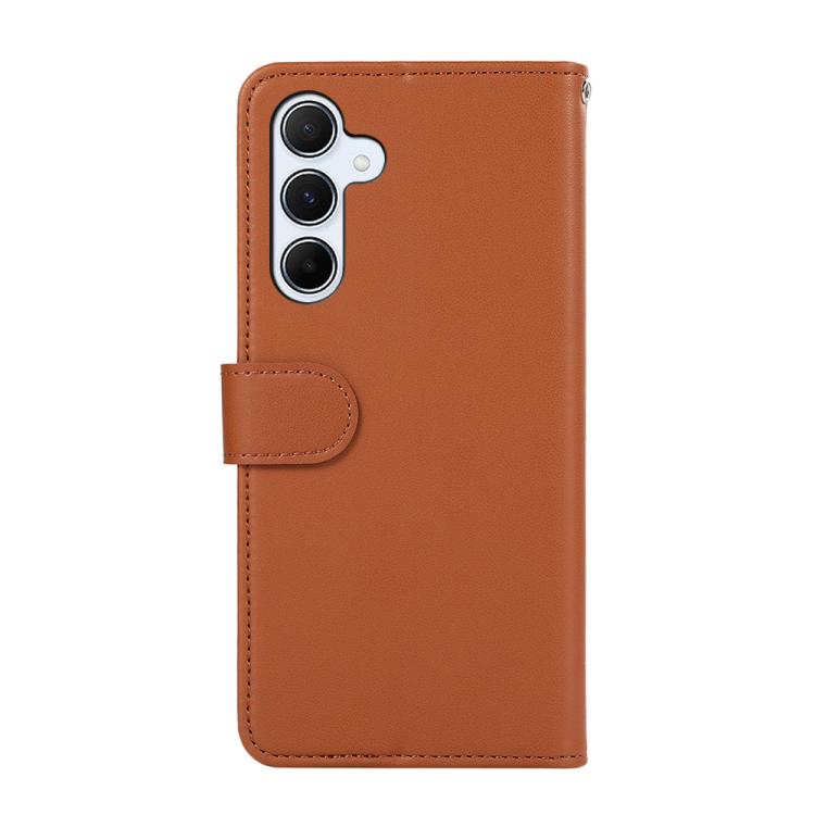 Funda de cuero ABEEL con textura delicada y RFID para Samsung Galaxy A17 5G (marrón)