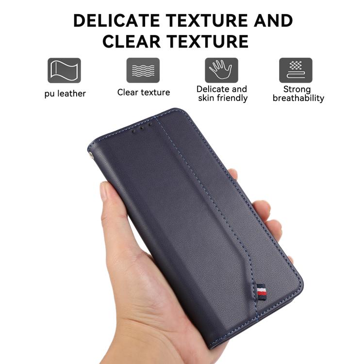 Funda de cuero ABEEL con textura delicada y RFID para Samsung Galaxy A07 5G (azul)