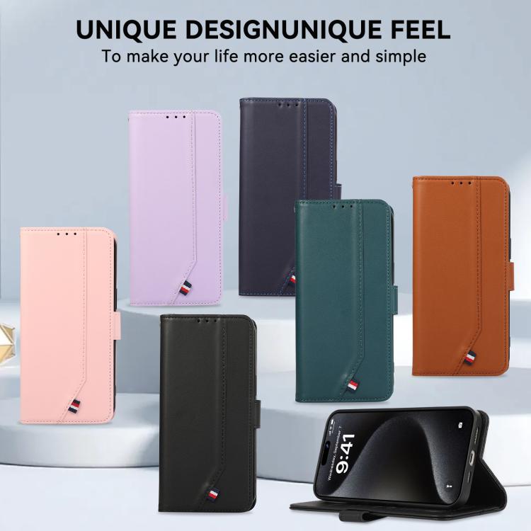 Funda de cuero ABEEL con textura delicada y RFID para Samsung Galaxy A07 5G (azul)