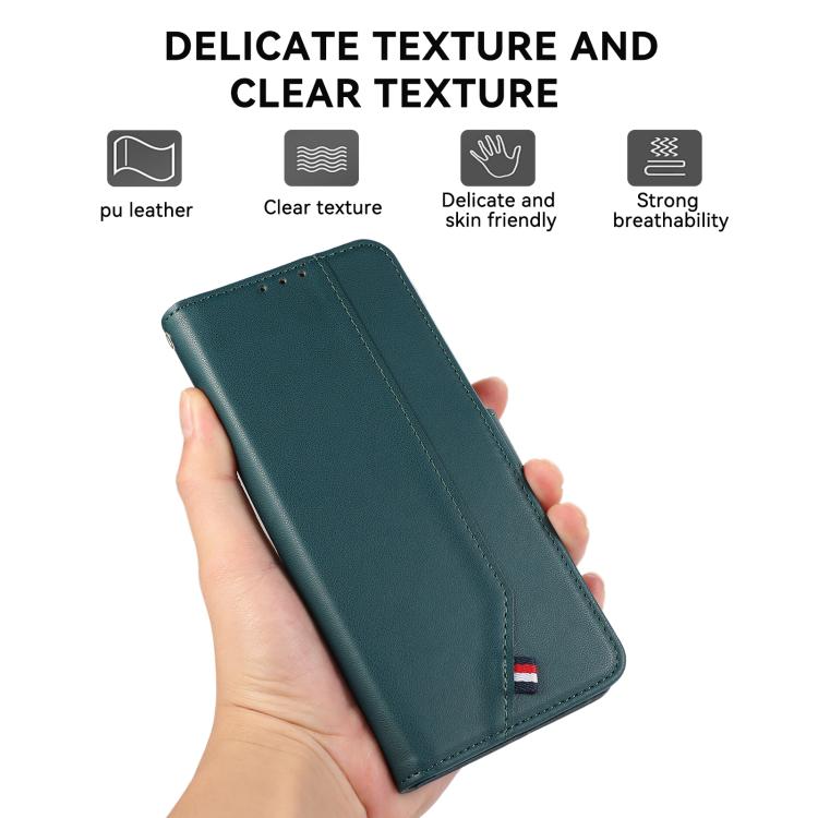 Funda de cuero ABEEL con textura delicada y RFID para Samsung Galaxy A07 5G (verde)