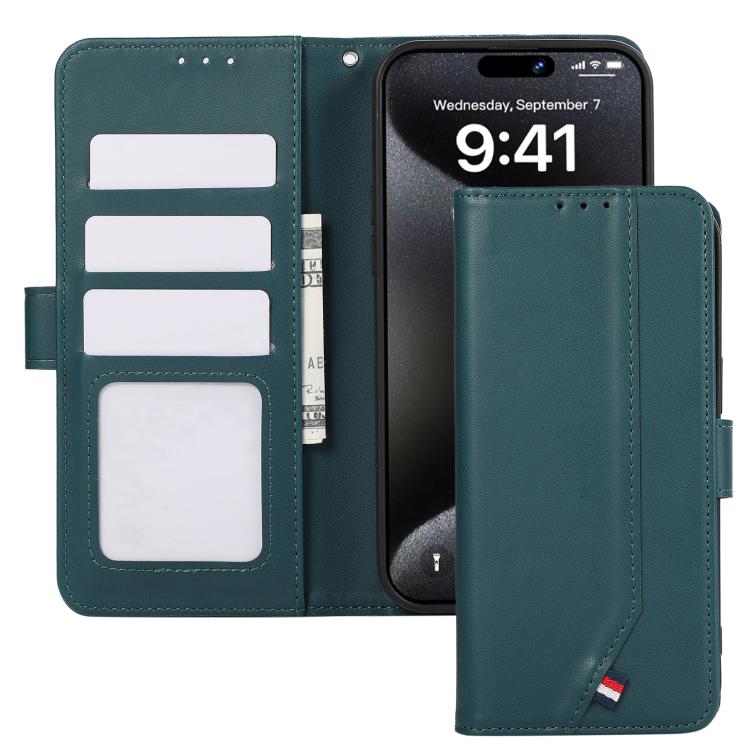 Funda de cuero ABEEL con textura delicada y RFID para Samsung Galaxy A07 5G (verde)