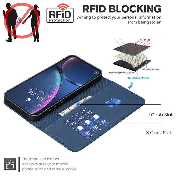 Funda de cuero RFID con patrón geométrico para Infinix Smart 10 4G (azul)