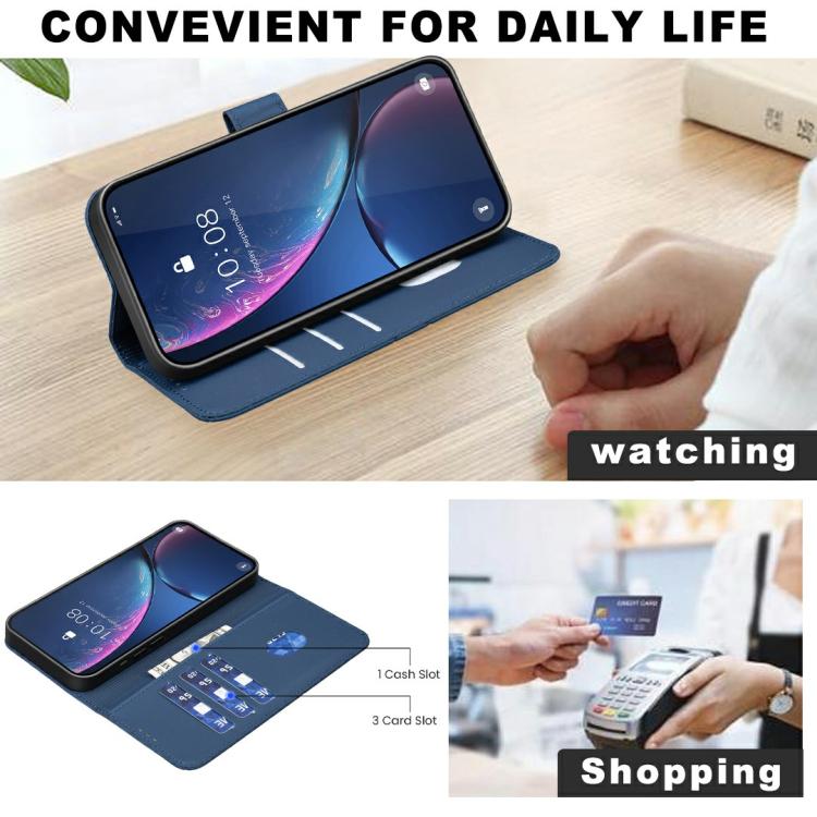 Funda de cuero RFID con patrón geométrico para Infinix Smart 10 4G (azul)