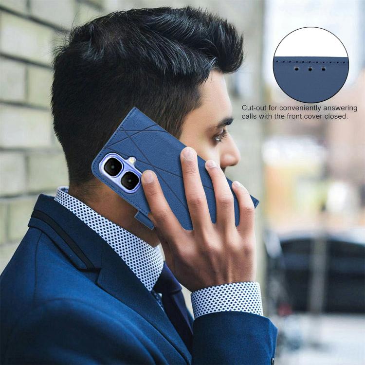 Funda de cuero RFID con patrón geométrico para Infinix Smart 10 4G (azul)