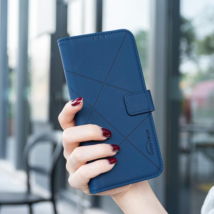 Funda de cuero RFID con patrón geométrico para Infinix Smart 10 4G (azul)