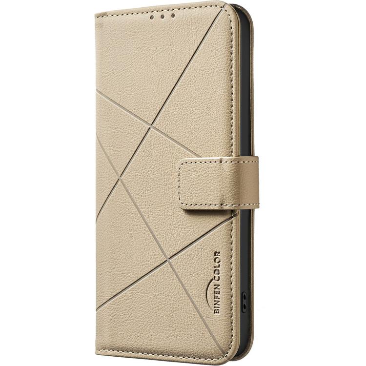Funda de cuero RFID con patrón geométrico para Infinix Smart 10 4G (beige)