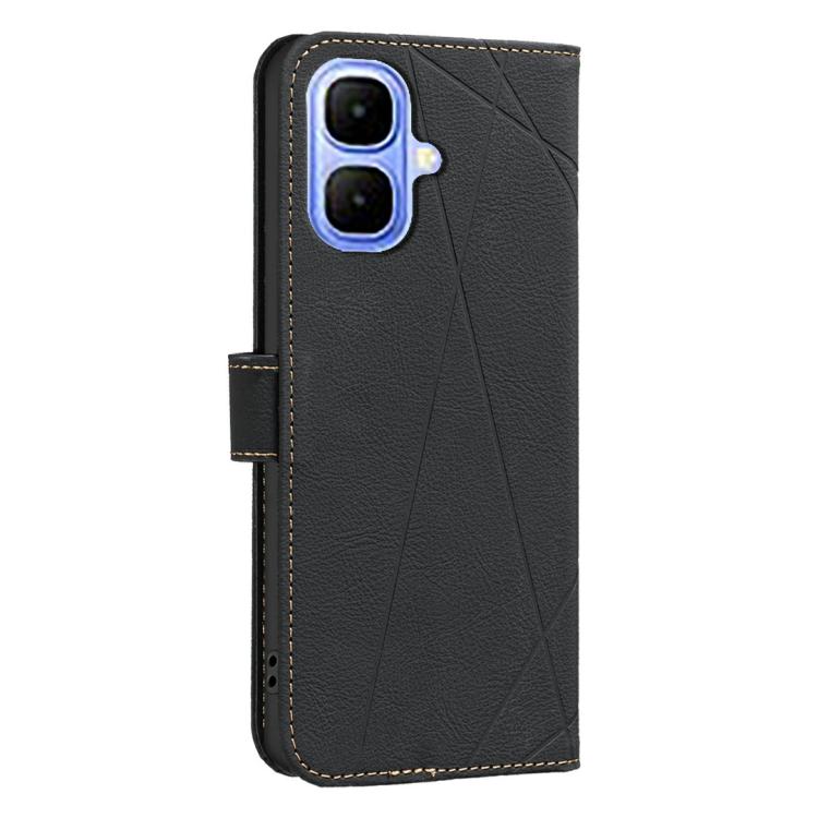 Funda de cuero RFID con patrón geométrico para Infinix Smart 10 4G (negra)