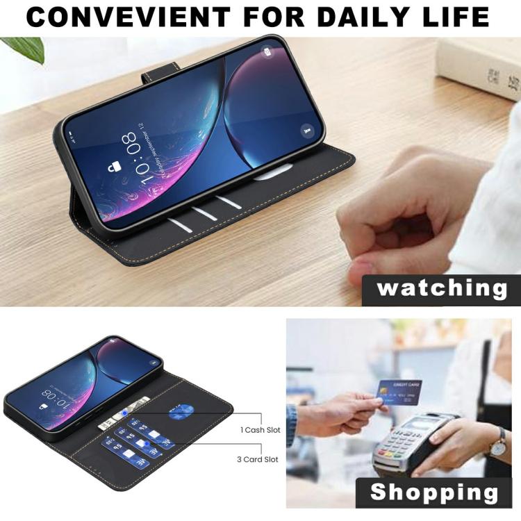Funda de cuero RFID con patrón geométrico para Infinix Smart 10 4G (negra)