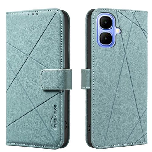 Funda de cuero RFID con patrón geométrico para Infinix Smart 10 4G (verde)