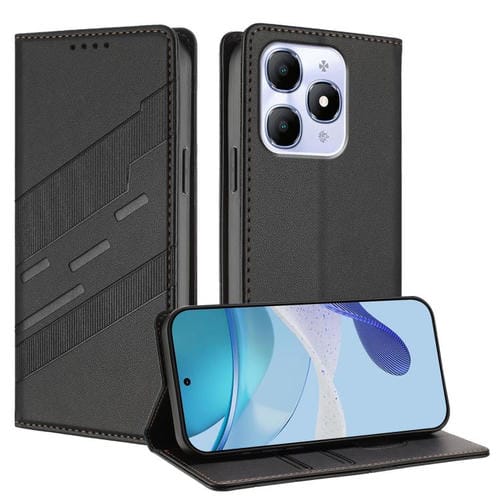 Funda de cuero retro con relieve para itel A90 (negro)