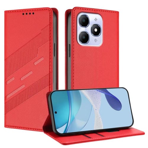Funda de cuero retro con relieve para itel A90 (rojo)