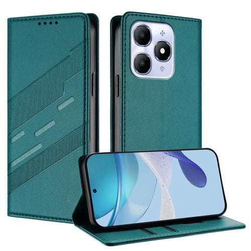Funda de cuero retro con relieve para itel A90 (verde oscuro)