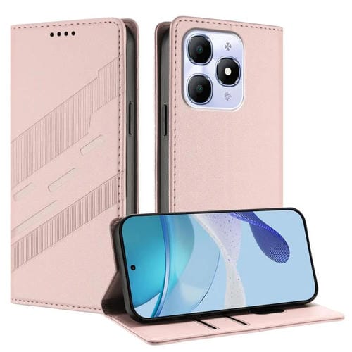 Funda de cuero retro con relieve para itel A90 (rosa)