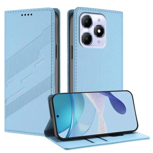 Funda de cuero retro con relieve para itel A90 (azul claro)