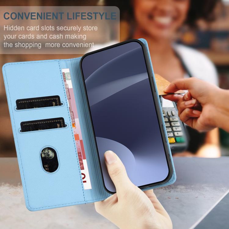 Funda de cuero retro con relieve para itel A90 (azul claro)
