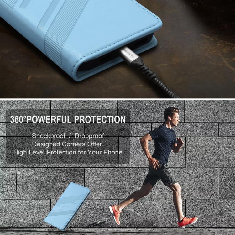 Funda de cuero retro con relieve para itel A90 (azul claro)
