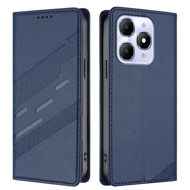 Funda de cuero retro con relieve para itel A90 (azul oscuro)