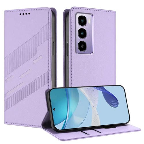 Funda de cuero retro con relieve para itel City 100 (morado claro)