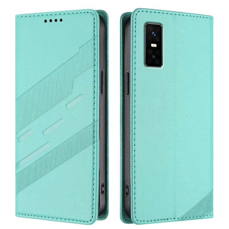 Funda de cuero retro con relieve para Infinix GT 30 Pro (verde menta)