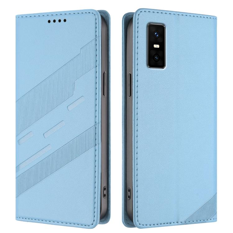 Funda de cuero retro con relieve para Infinix GT 30 Pro (azul claro)
