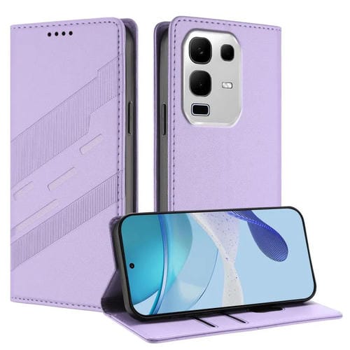 Funda de cuero retro con relieve para Infinix Note 50s 5G (morado claro)