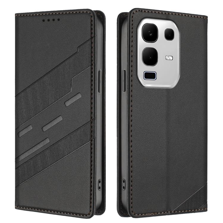 Funda de cuero retro con relieve para Infinix Note 50x 5G (negro)