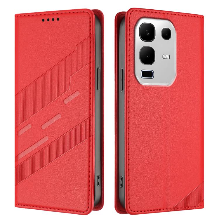 Funda de cuero retro con relieve para Infinix Note 50x 5G (roja)