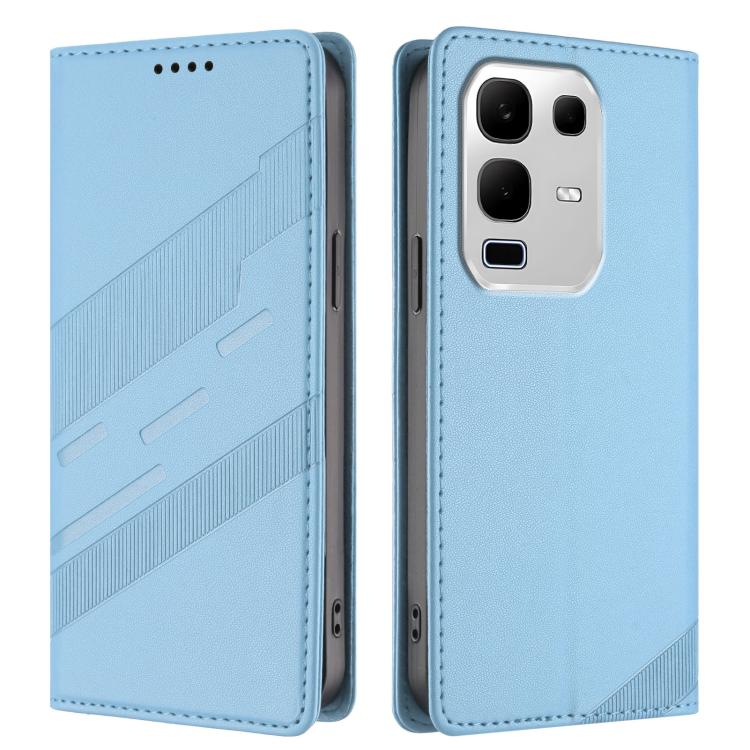 Funda de cuero retro con relieve para Infinix Note 50x 5G (azul claro)