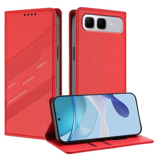 Funda de cuero retro con relieve para Infinix Smart 10 Plus 4G (rojo)
