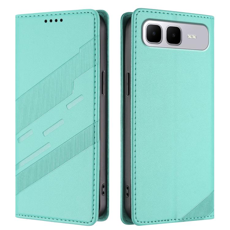 Funda de cuero retro con relieve para Infinix Smart 10 Plus 4G (verde menta)