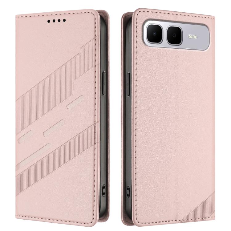 Funda de cuero retro con relieve para Infinix Smart 10 Plus 4G (rosa)