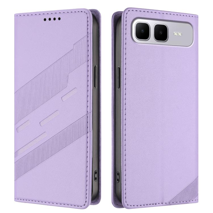 Funda de cuero retro con relieve para Infinix Smart 10 Plus 4G (morado claro)
