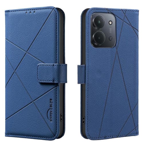 Funda de cuero RFID con patrón geométrico para Redmi 15C 4G (173,1 mm) / Redmi 15C 5G (173,1 mm) (azul)