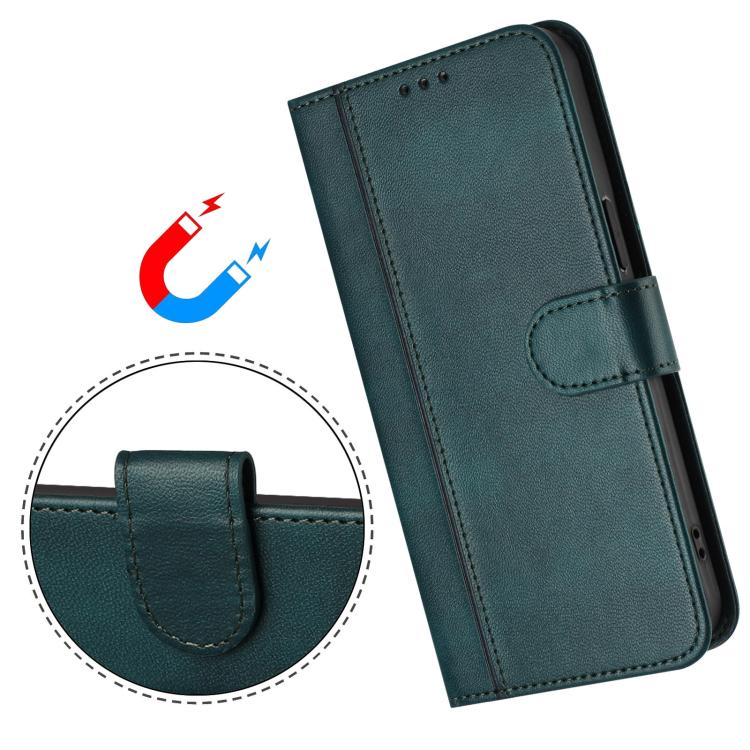 Funda de cuero retro con hebilla y empalme de línea para Xiaomi Civi 5 Pro 5G (verde oscuro)