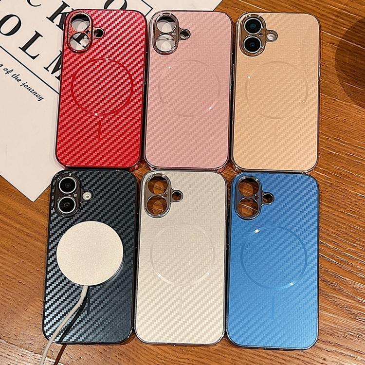 Funda de fibra de carbono con recubrimiento MagSafe para iPhone 16e (plateada)