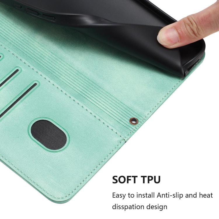 Funda de cuero retro con hebilla y empalme de línea para Samsung Galaxy M56 5G (verde menta)