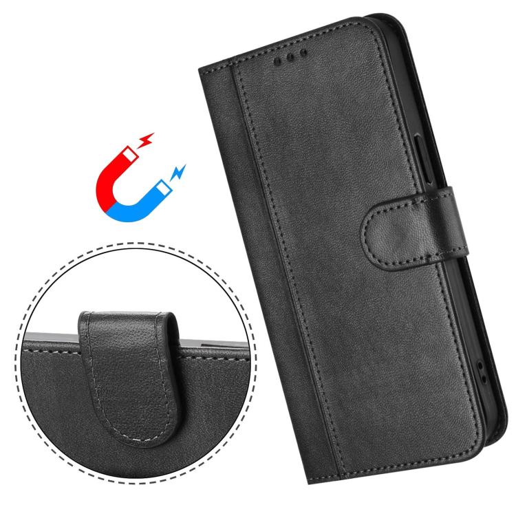 Funda de cuero retro con hebilla y empalme de línea para Samsung Galaxy M56 5G (negra)