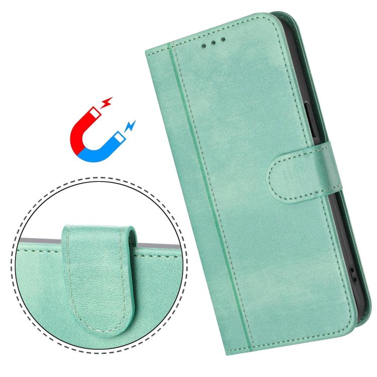 Funda de cuero retro con hebilla y empalme de líneas para Samsung Galaxy A17 5G (verde menta)