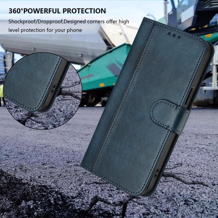 Funda de cuero retro con hebilla y empalme de línea para Samsung Galaxy A17 5G (azul oscuro)