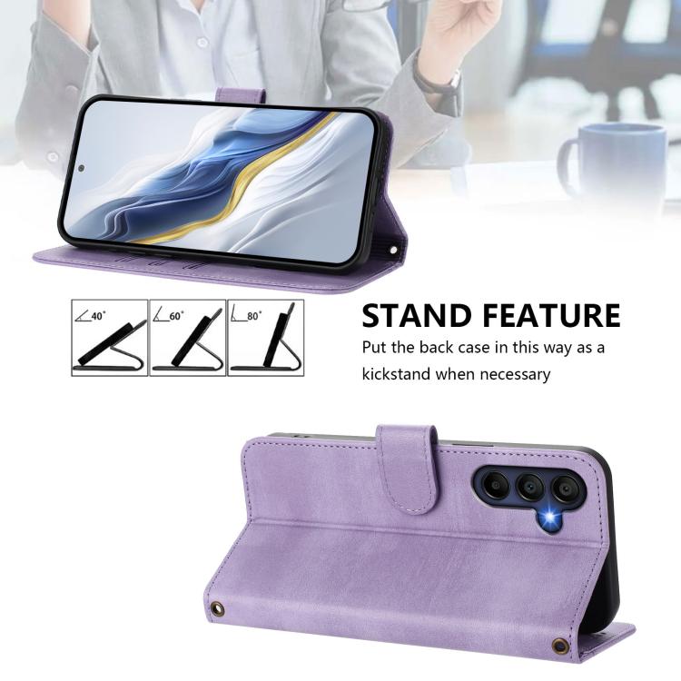 Funda de cuero retro con hebilla para Samsung Galaxy A17 5G (morado)