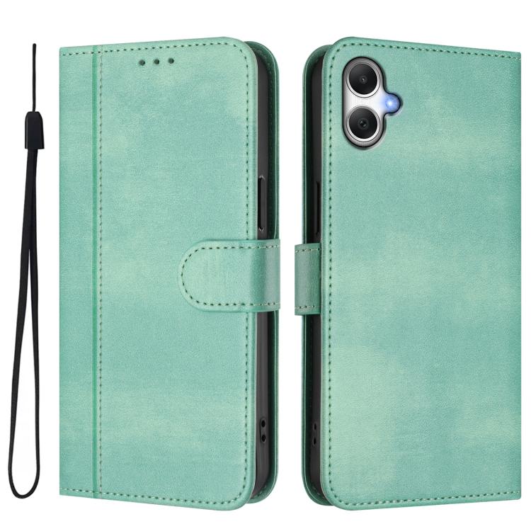 Funda de cuero retro con hebilla y empalme de líneas para Samsung Galaxy A07 4G (verde menta)