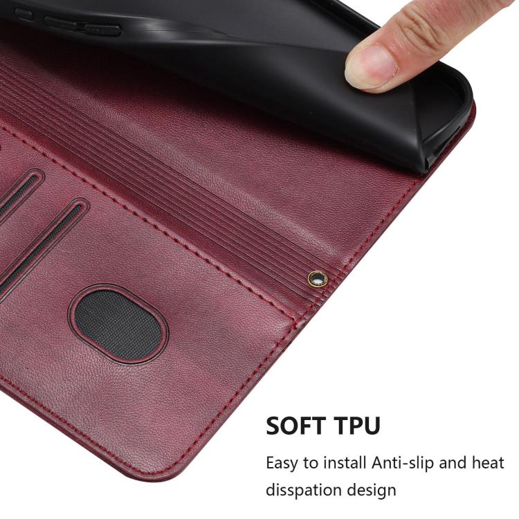 Funda de cuero retro con hebilla y empalme de líneas para Samsung Galaxy A07 4G (rojo vino)