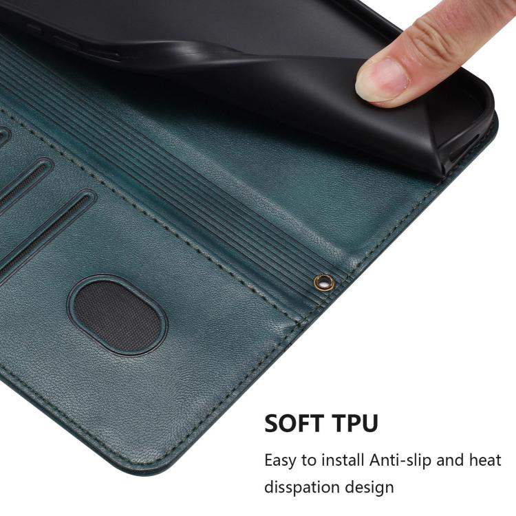 Funda de cuero retro con hebilla y empalme de líneas para Samsung Galaxy A07 4G (verde oscuro)